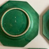 Set of 5 octagonal plates glazed clay beads 1950