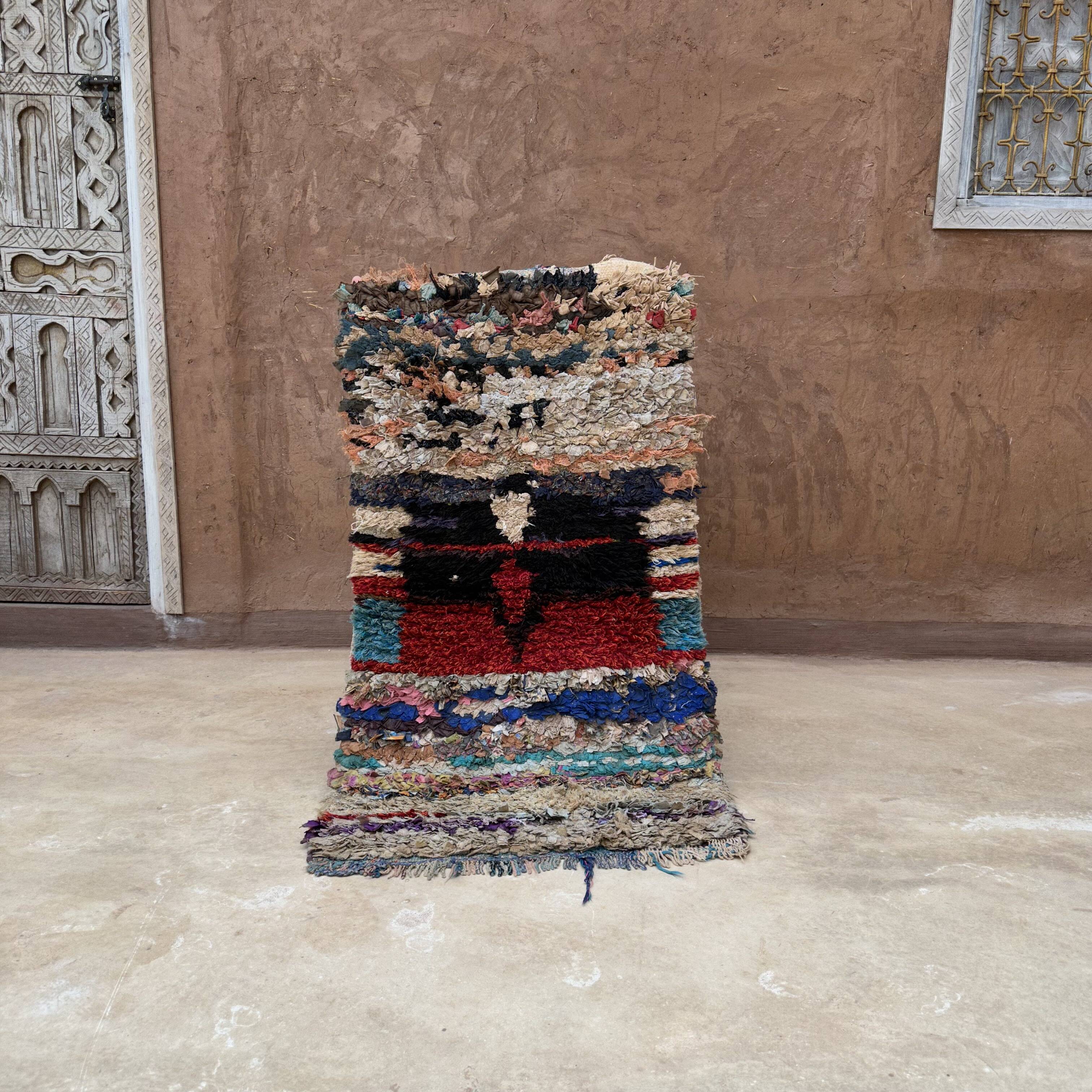 Colorful Boucherouite Moroccan rug - 68 x 116 cm