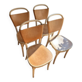 4 Gemla Vilda 3 Dining Chairs – Solid Beech & Natural Leather – Sweden