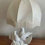 Lamp with two doves white ceramic