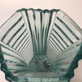 Art deco vase in turquoise blue transparent glass