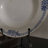 3 assiettes creuses à frise bleu & éventails St Amand