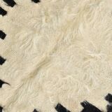 4x7 Cream & Black Angora Kilim Rug, 135x206Cm