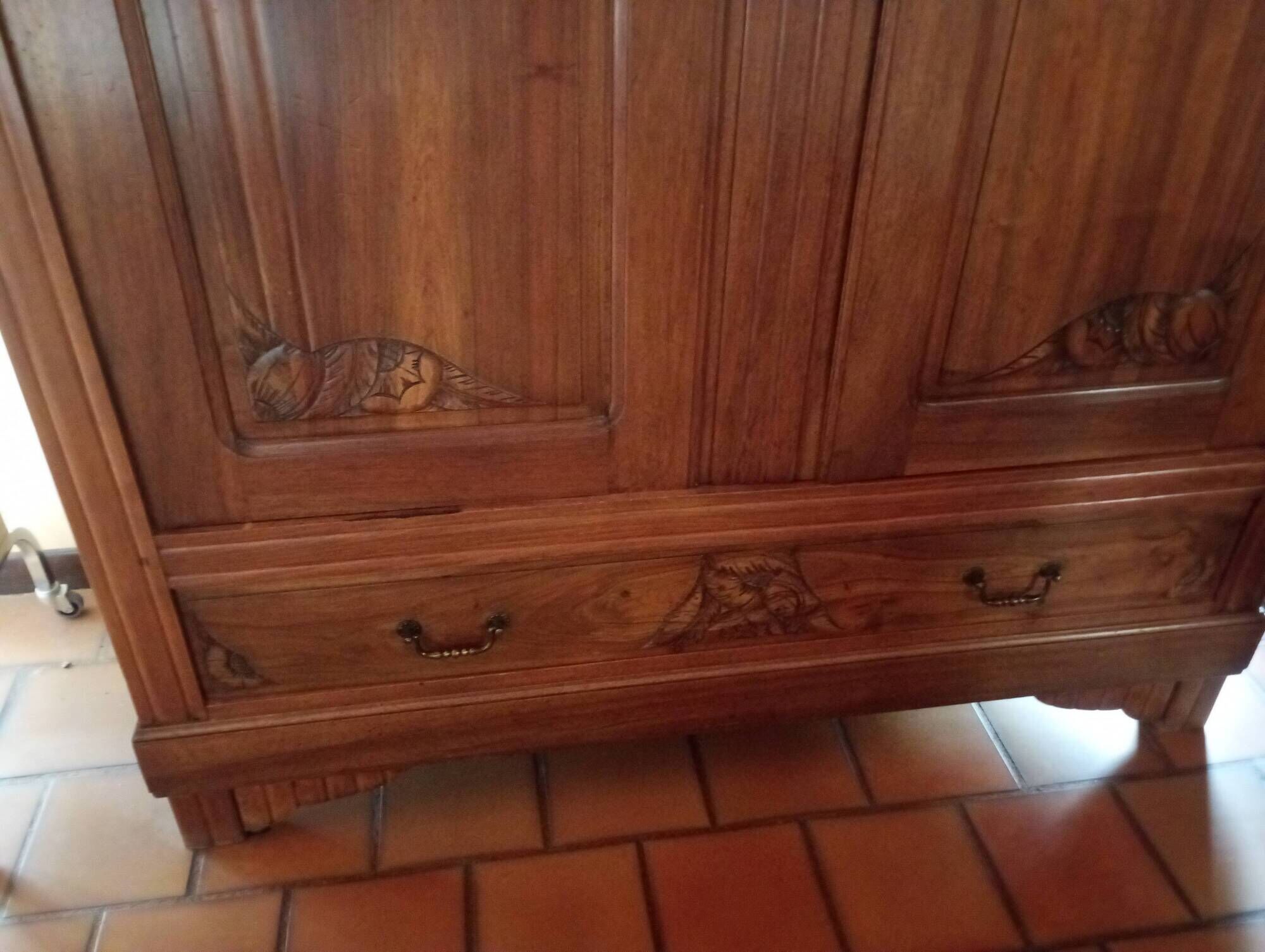 Antique solid wood wardrobe