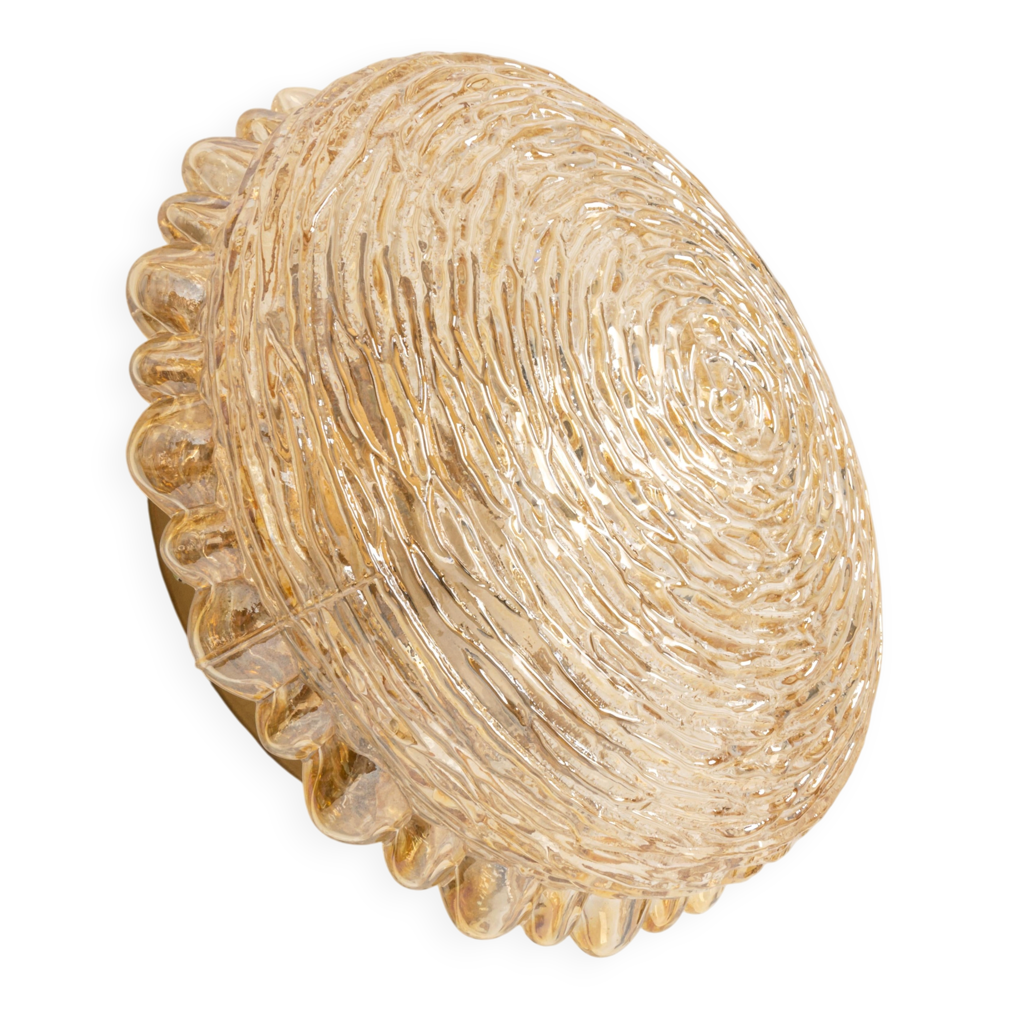 Amber glass wall sconces in the shape of a fingerprint, Germany, 1970s.