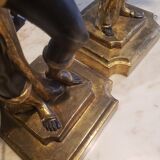 Paire de nubiens porte torchère en bois doré baroque