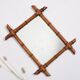 Old turned wooden mirror, bamboo imitation