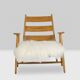 Pair of “lounge” armchairs in blond beech. 1950s