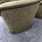 Pair of seventies chairs in green tweed