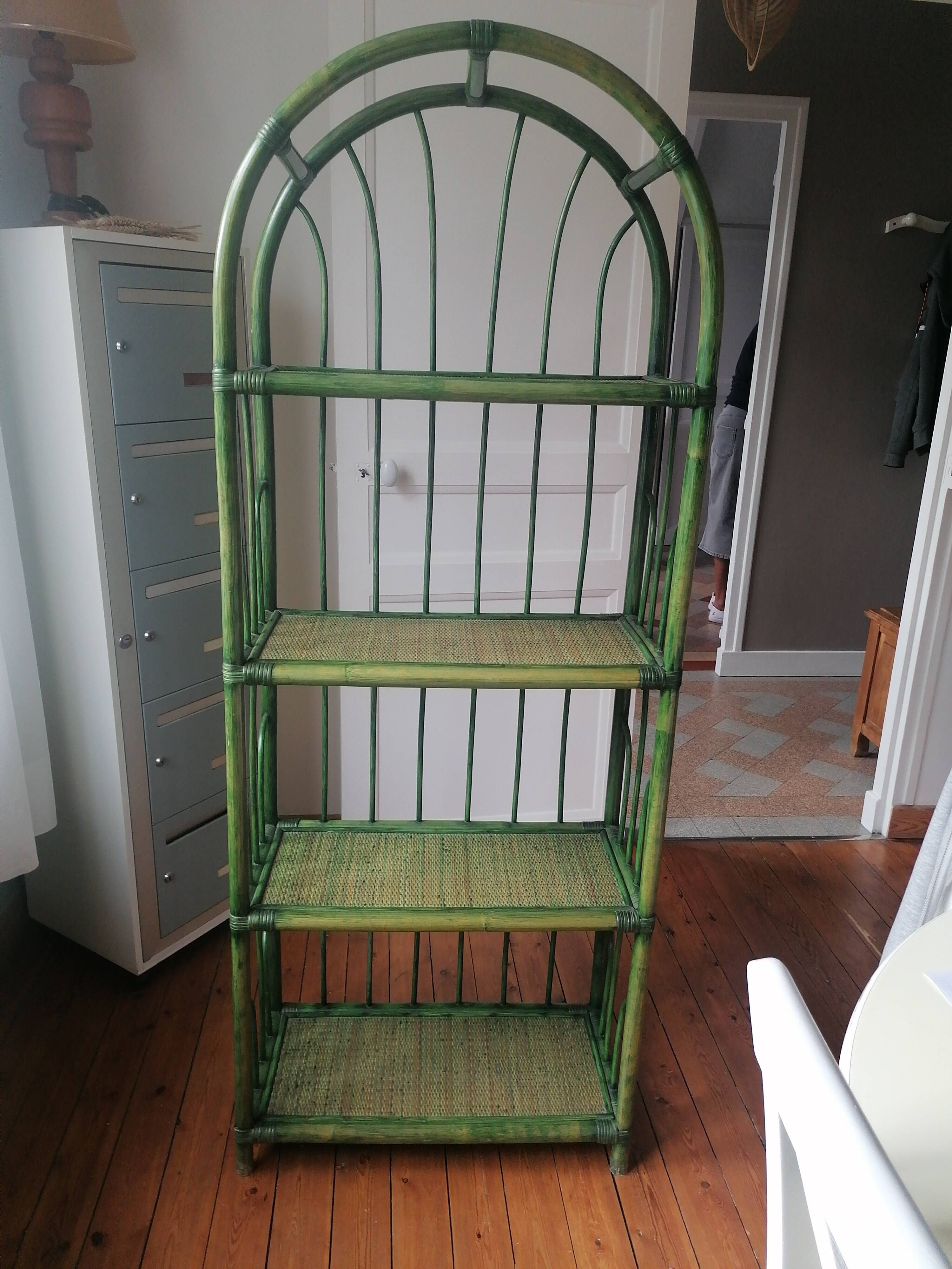 Green bamboo/rattan shelf