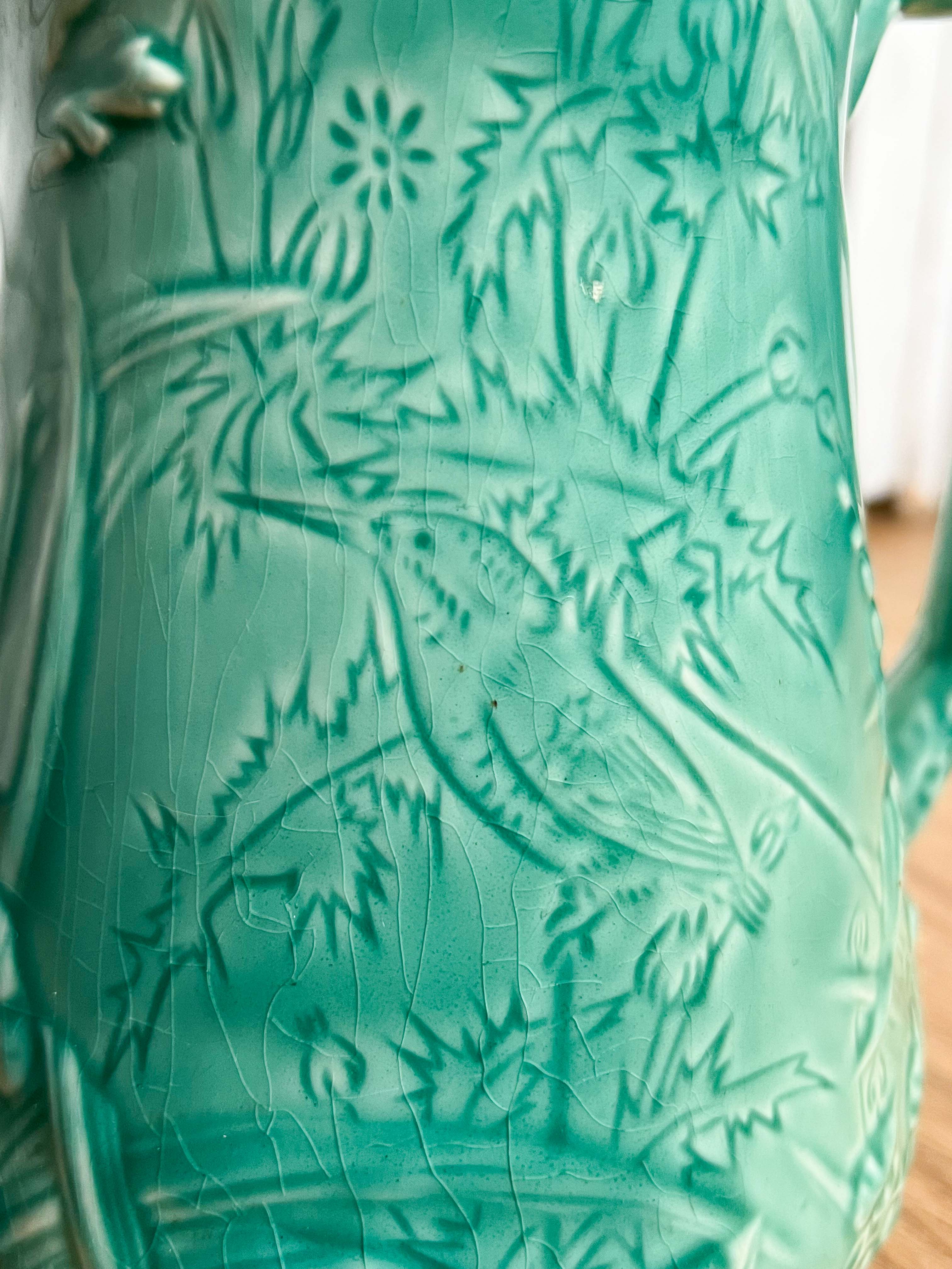 Decorative water decanter in painted ceramic