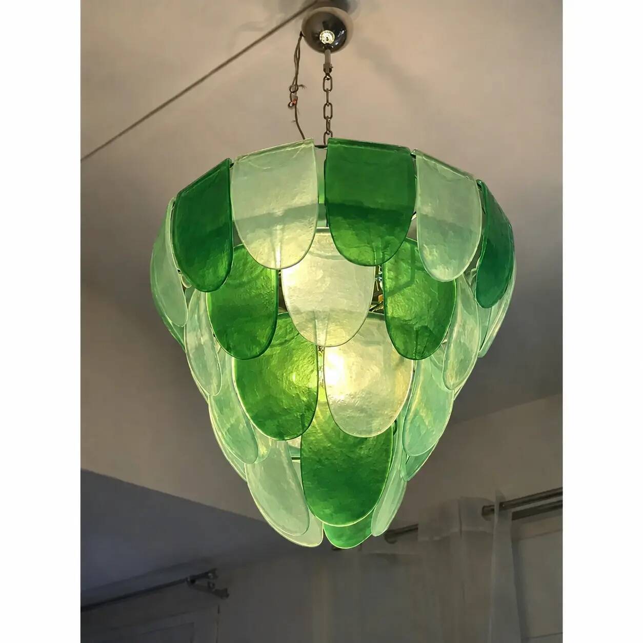 Modern Green Petals Murano-Style Glass Chandelier