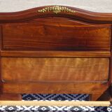 Lit ancien en acajou massif, ornements en bronze, 140/190 cm
