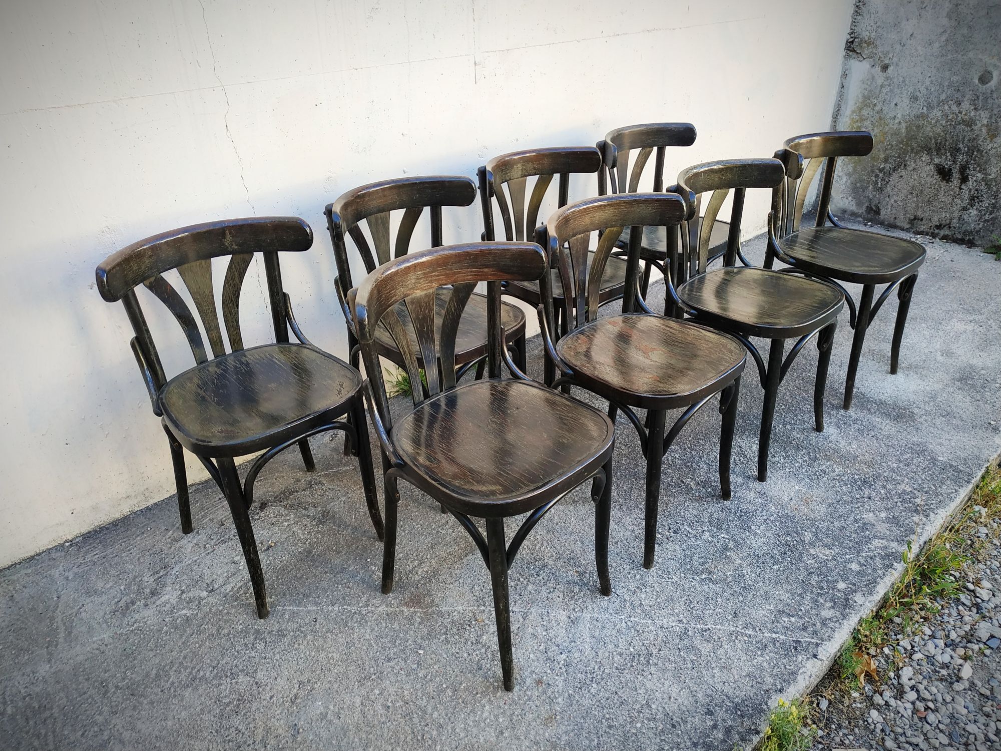 Series of eight bistro chairs