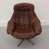 Swivel armchair and stool by h. w. klein for bramin, 1970s, set of 2