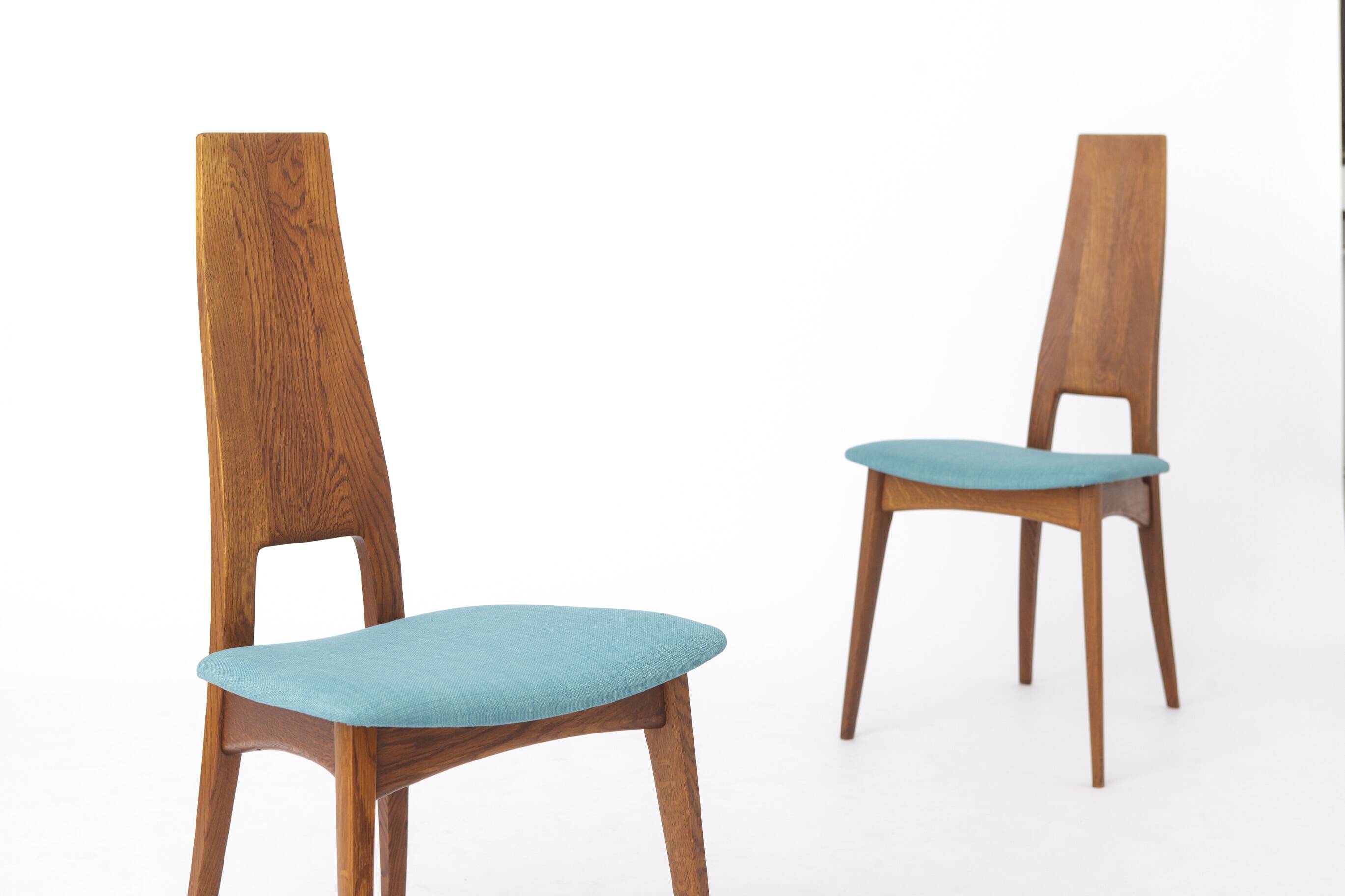 Paire de chaises de salle à manger Ernst Martin Dettinger pour Veil | Chêne, vintage des années 1960