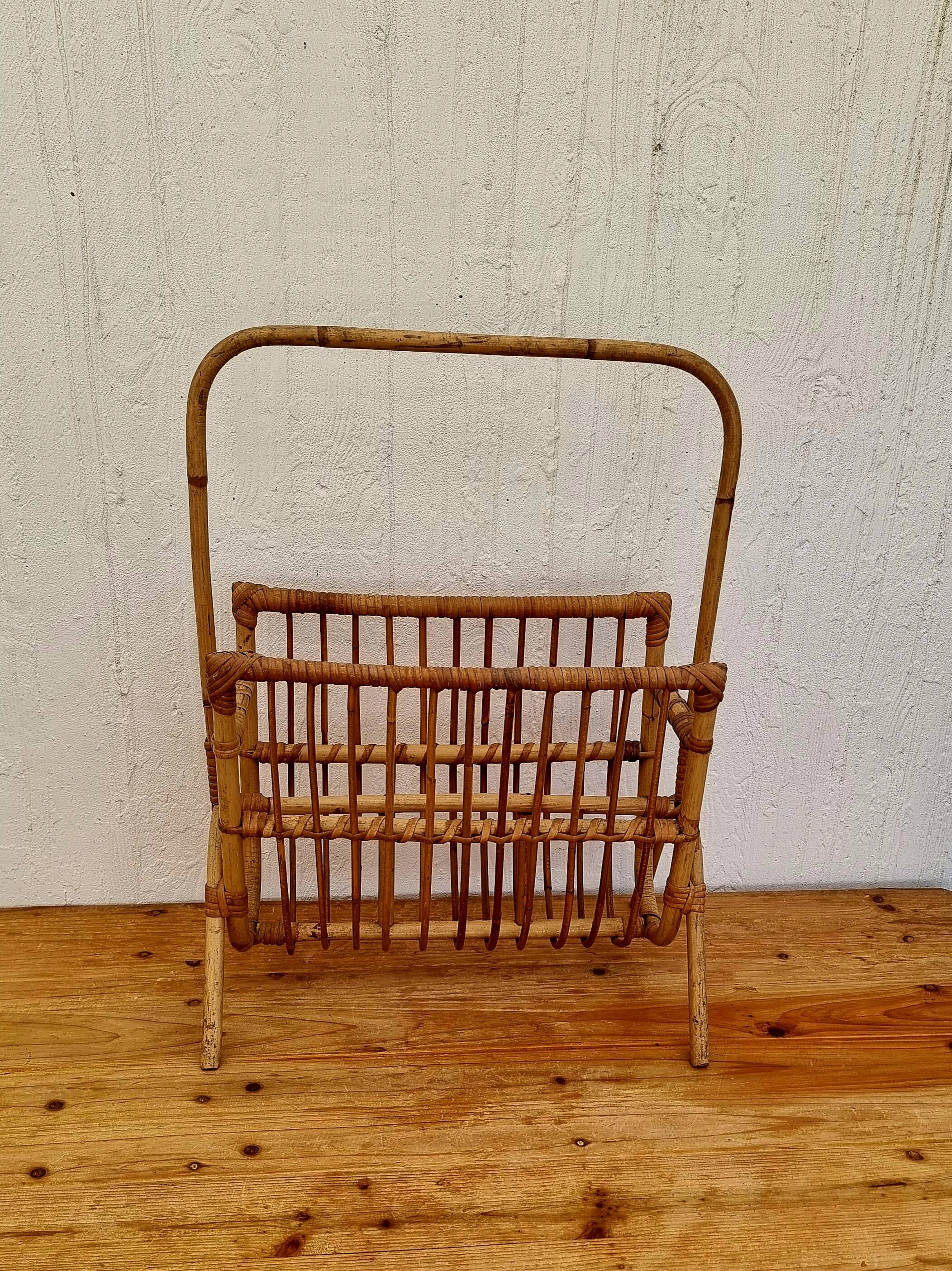 Vintage Rattan Magazine Rack
