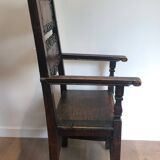 Set of an armchair and a pair of chairs in Italian Renaissance walnut