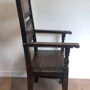 Set of an armchair and a pair of chairs in Italian Renaissance walnut