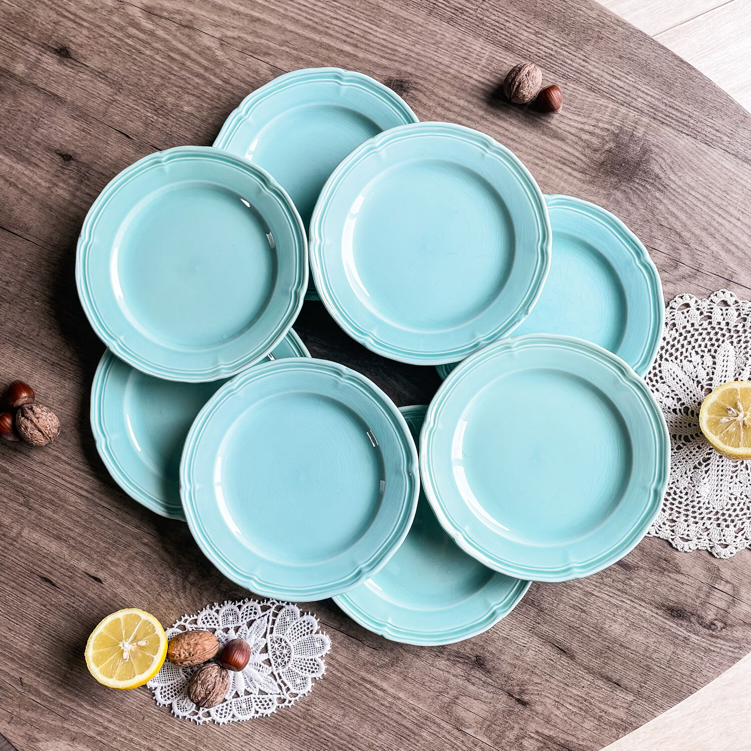 8 assiettes à dessert vert mint