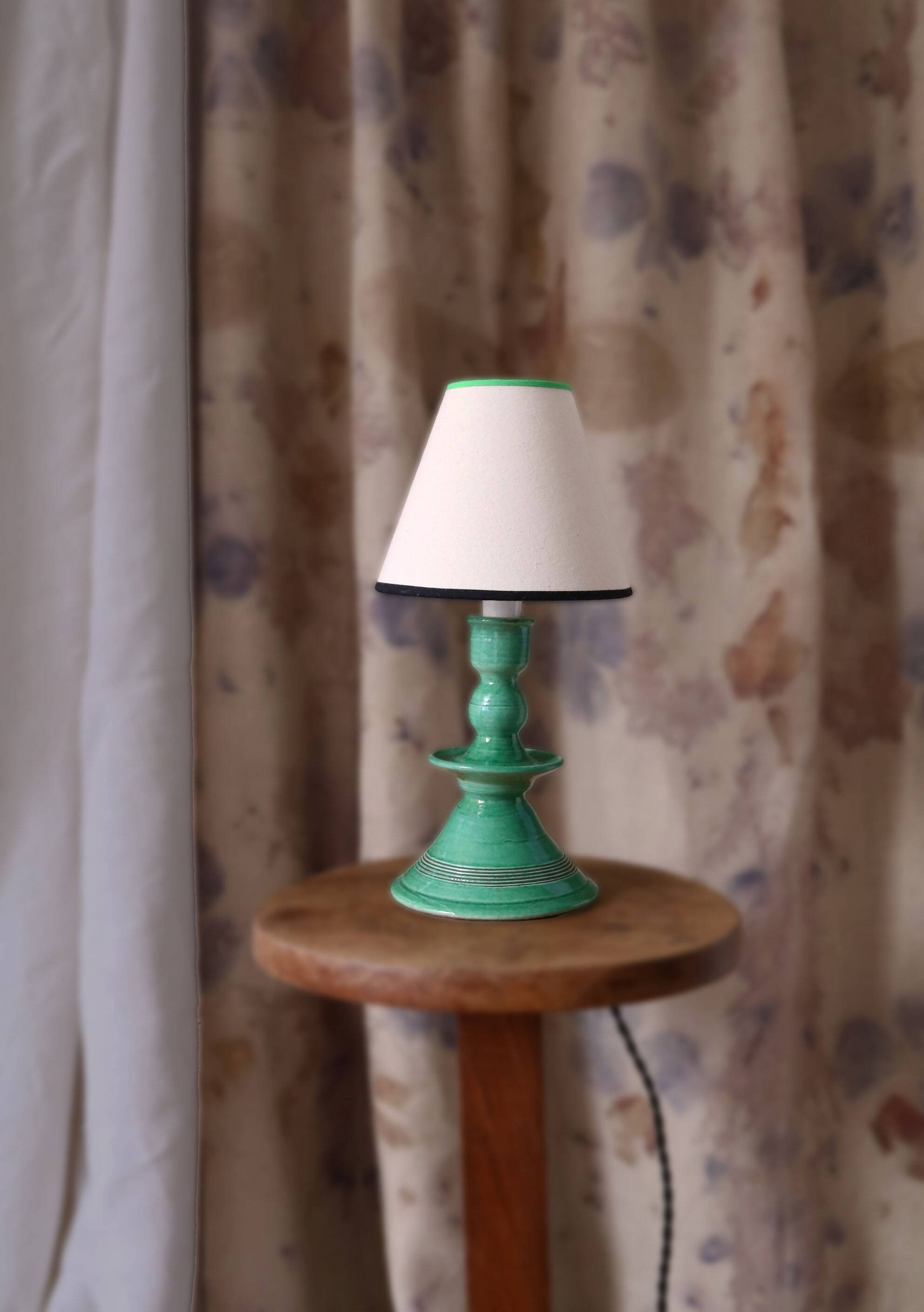Green ceramic bedside lamp