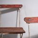 Antique red folding garden chairs (circa 1920). Set of 4 pieces