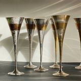 6 Vintage Silver-Plated Brass Champagne Flutes