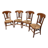 4 solid wood chairs with rush seats