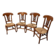 4 solid wood chairs with rush seats