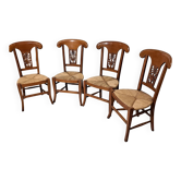 4 solid wood chairs with rush seats