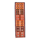 3x11 Orange Tribal Kilim Runner Rug 93x330Cm