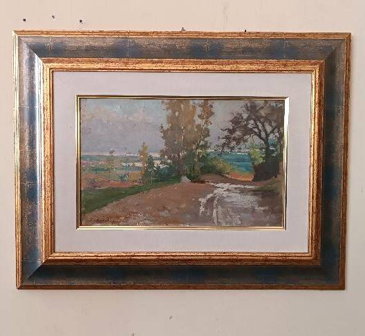 Oil painting on cardboard, dated, unsigned, late 19th century, Italian school.