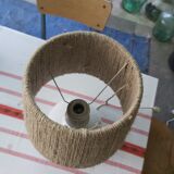 Vintage frosted glass lamp and rope lampshade
