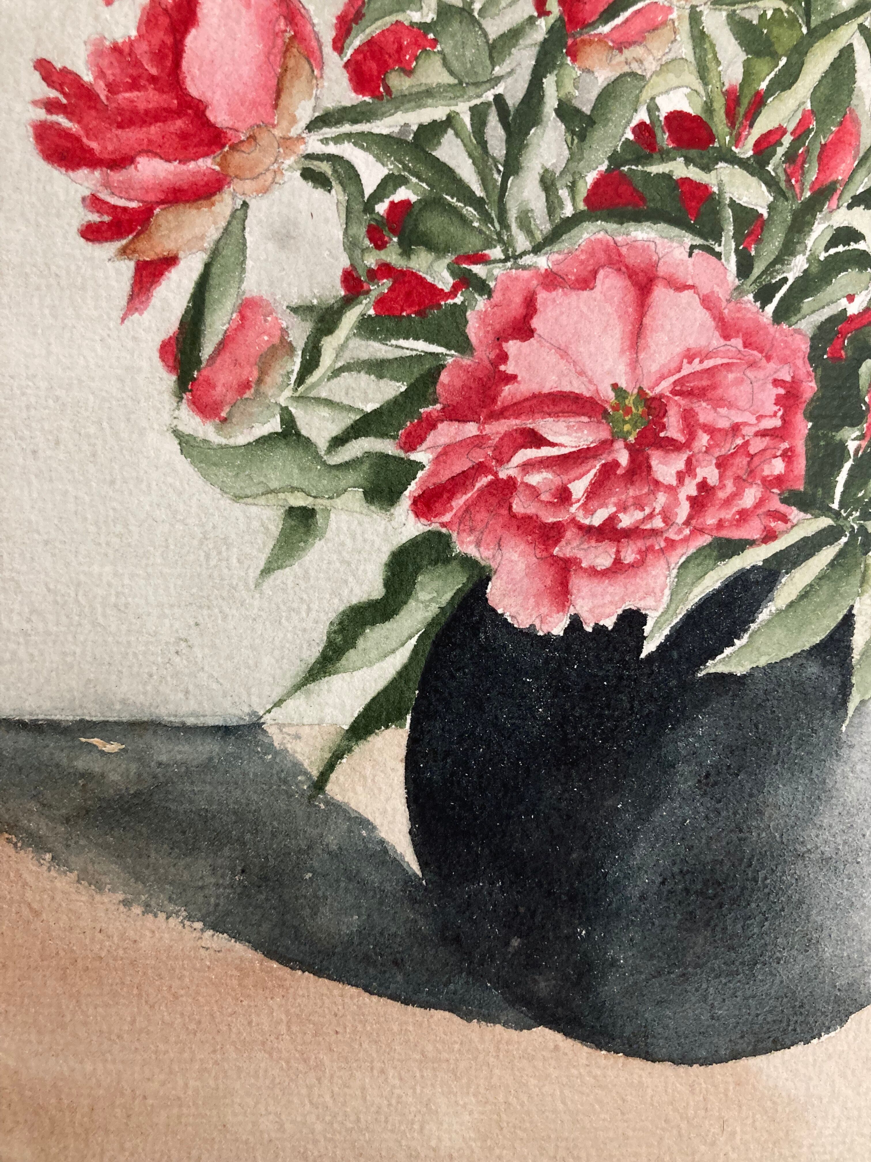 Aquarelle pivoines vintage