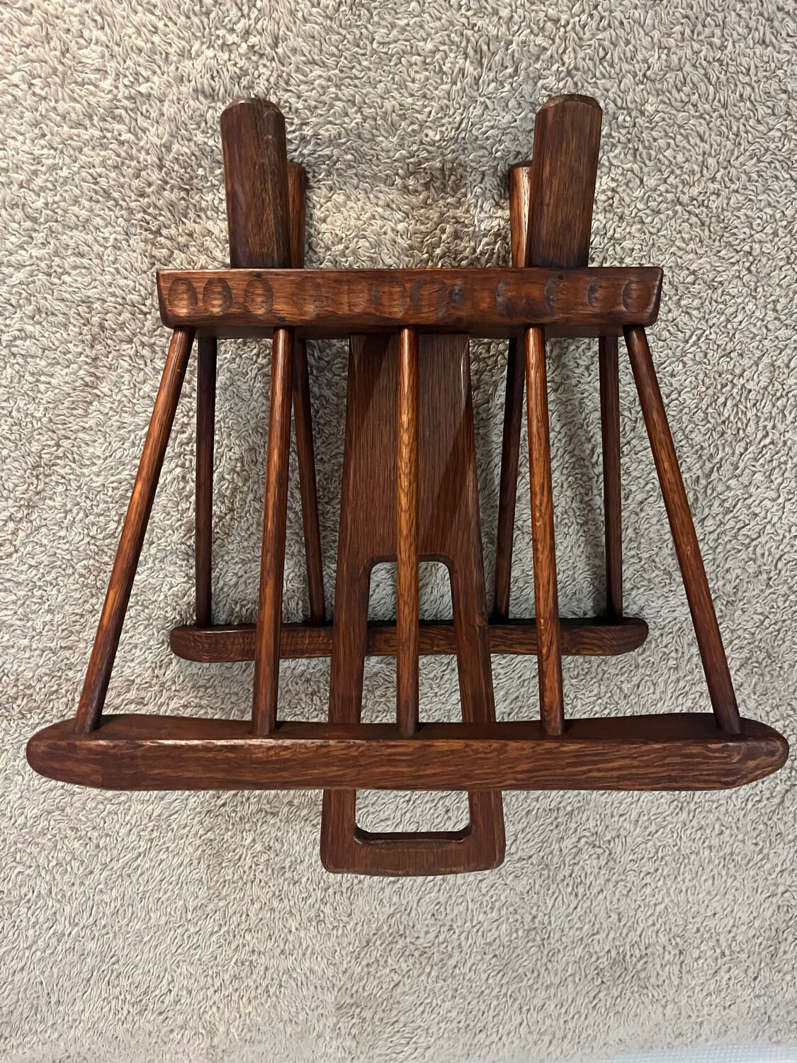 Brutalist wooden magazine holder