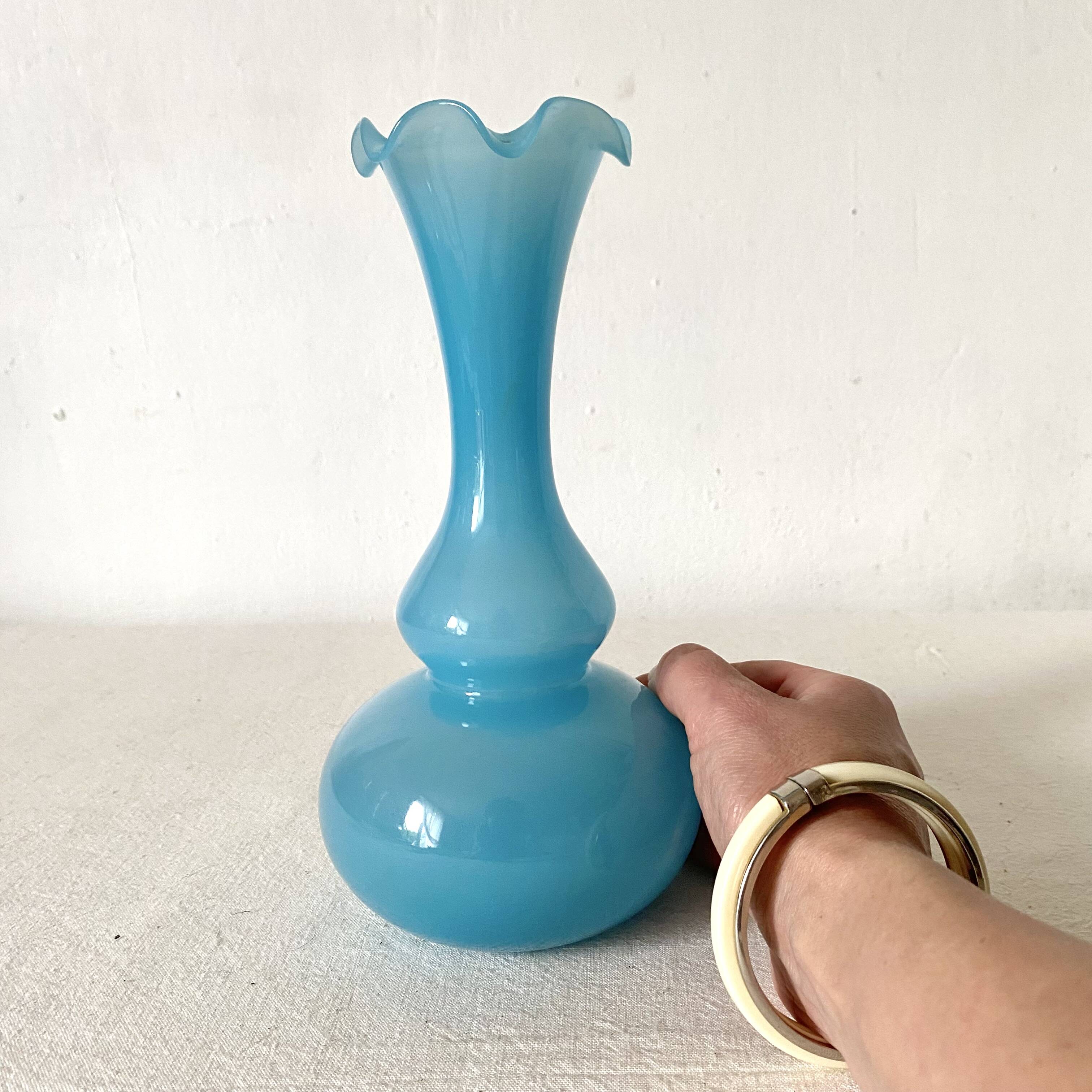 Blue opaline soliflore vases