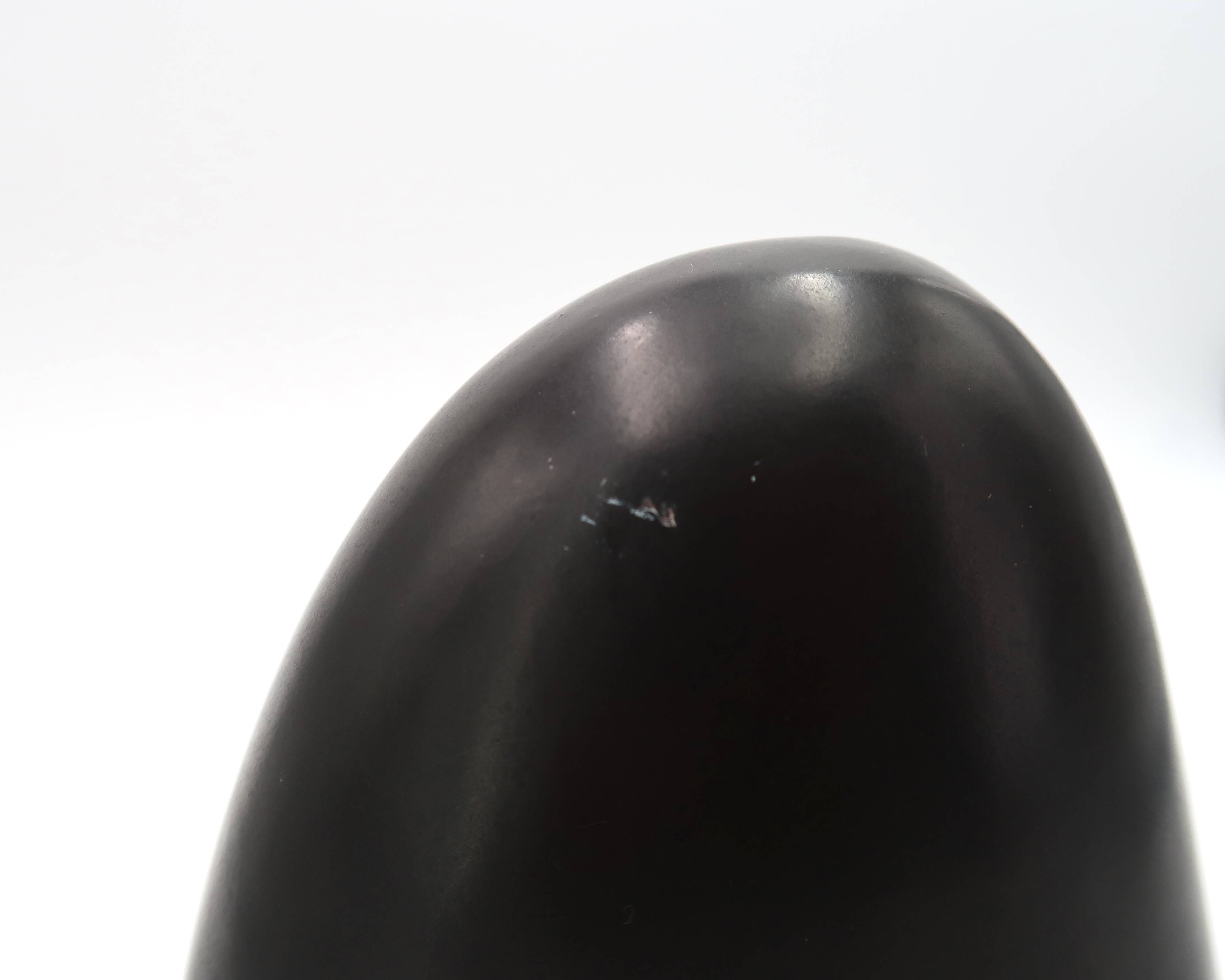 Free-form black signed candle holder, 1960s