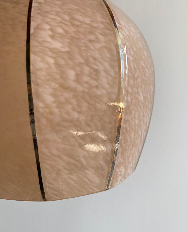 Pink and silver opaline globe hanging