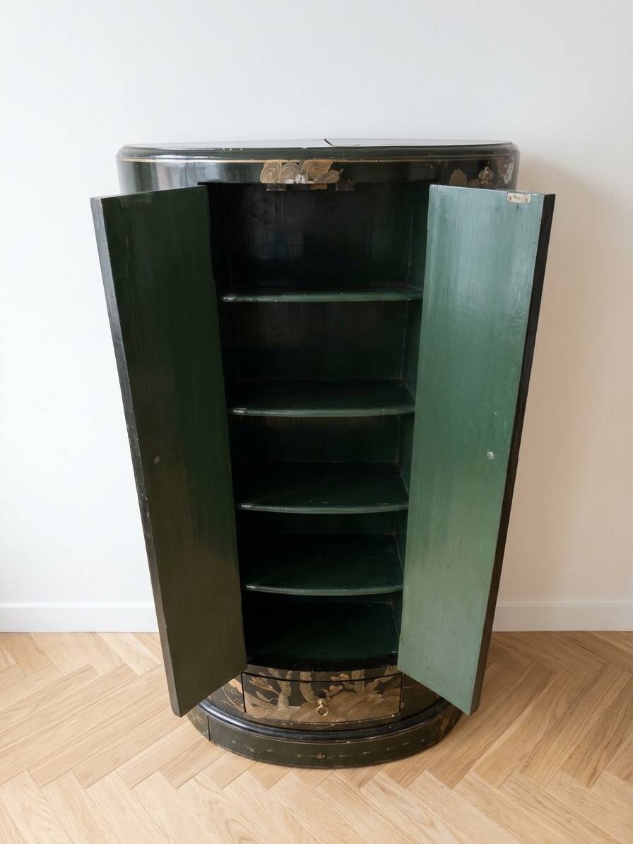 Black and gold lacquered Chinese storage furniture