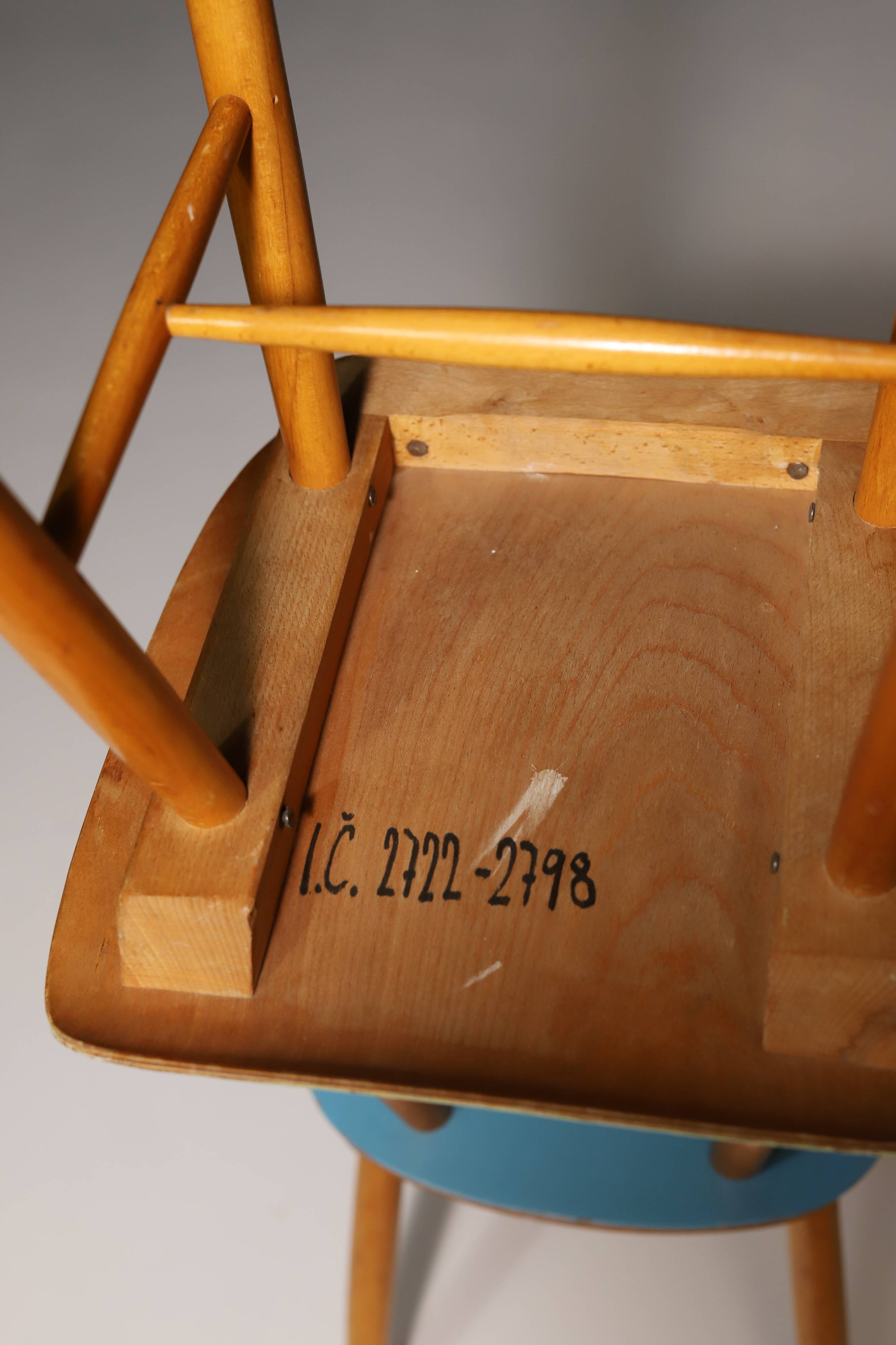 Mid century color dining chairs  1960´s, Czechoslovakia, set of 18