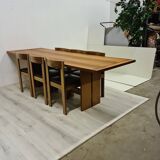 Table et chaises en noyer par Antonio Virgilio pour Bernini Italie années 1970