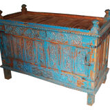Damchaya Chest Blue Original Piece Old Teak with Secrets 150x108x65cm
