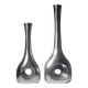 Ensemble de vases hauts en aluminium poli avec découpes circulaires