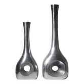Ensemble de vases hauts en aluminium poli avec découpes circulaires
