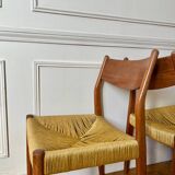Pair of Scandinavian teak and rope chairs