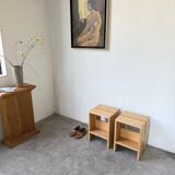 Pair of pine stools or bedside tables, mountain furniture, 1950s