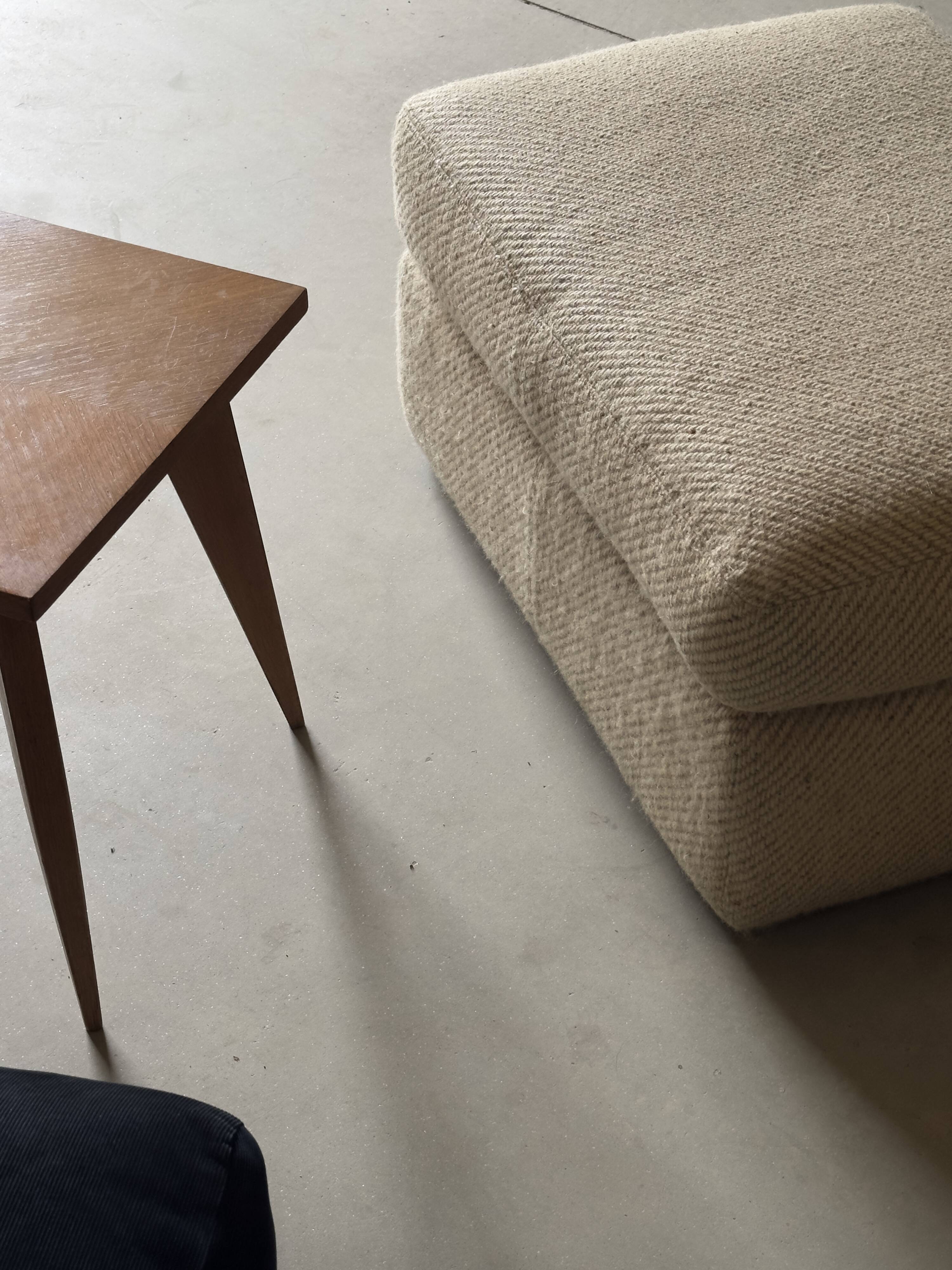Pouf / Ottoman - Large pouf in textured beige fabric