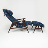 Lounger with footstool and neck pillow