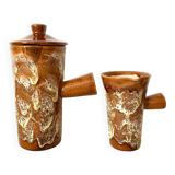 Fat lava ceramic teapot and milk jug from the 70s