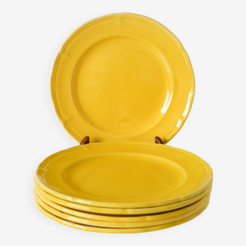 Set of 6 Badonviller lemon yellow dessert plates, 1960